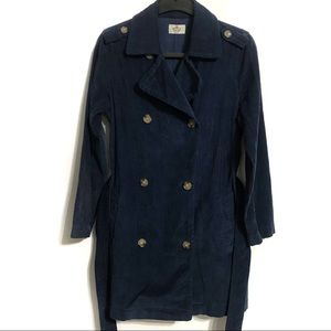 Marine Layer Kennedy Trench Coat Blue Corduroy S